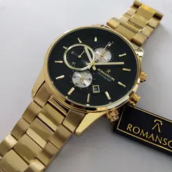 ساعت مچی عقربه‌ای مردانه رومانسون مدل بندفلزی کرنوگراف سه موتور تاریخ شمار کد RM70