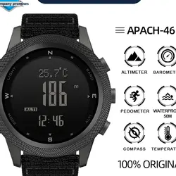 NORCH EDGEساعت APACHE 46 مردانه اسپرت بند پارچه ای نور پس زمینه ارتفاع سنج فشار سنج گام شمار کالری سنج