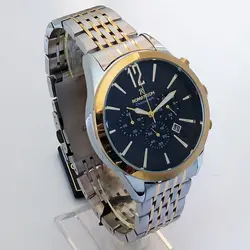 ساعت مچی عقربه‌ای مردانه رومانسون مدل بندفلزی ضدآب کرنوگراف سه موتور تاریخ شمار کد ROM47