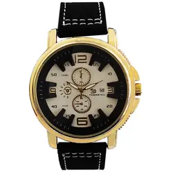 ساعت مچی عقربه‌ای مردانه مدل بندجیر تاریخ شمار کد GOLD456/01
