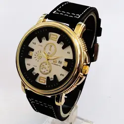 ساعت مچی عقربه‌ای مردانه مدل بندجیر تاریخ شمار کد GOLD456/01