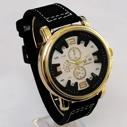 ساعت مچی عقربه‌ای مردانه مدل بندجیر تاریخ شمار کد GOLD456/01