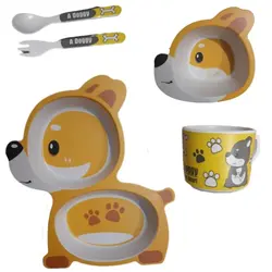 ظرف غذای بامبو خارجی طرح سگ زرد 🐶