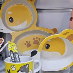 ظرف غذای بامبو خارجی طرح سگ زرد 🐶