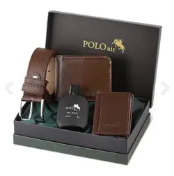 ست کامل کیف پول کلاسیک با جعبه، عطر جای کارتی مردانه مدل: Polo Air -PM-12
