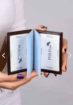 ست کامل کیف پول کلاسیک با جعبه، عطر جای کارتی مردانه مدل: Polo Air -PM-12