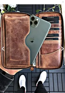کیف تلفن و جا کارتی مردانه WATCHOFROYAL Leon Crazy Taba