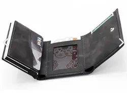 کیف پول و جا کارتی مکانیزم چرم اصل خاکستری مردانه مدل: Westpolo-TRY5550C