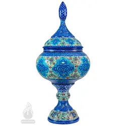شکلات خوری ساده میناکاری کاظمی قطر 11 سانتی متر آبی تیره