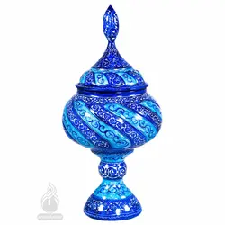 شکلات خوری میناکاری حسینی قطر 13 سانتی متر آبی تیره