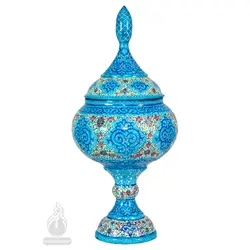 شکلات خوری ساده میناکاری کاظمی قطر 10 سانتی متر آبی روشن