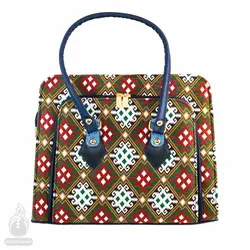 کیف مجلسی ترمه مدل ماهان طرح گلیم رنگ سرمه ای