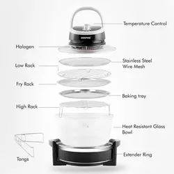 هواپز برند Geepas| مدل ‎GHO34048UK|آون هالوژن توربو | 17 لیتر با حلقه اکستندر| با تایمر 60 دقیقه ای| غذاهای سالم سریع| برای سیب زمینی سرخ کرده و چیپس تهیه کنید|ارسال 15 الی 20 روزکاری | ایپسند| خرید از آمازون | خرید آسان از امارات و امریکا