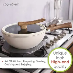 قابلمه برند COOKLOVER|مدل Nonstick Die cast |با درب شیشه ای | نچسب|ضد خش |آلومینیومی | ماهیتابه های سرخ کردنی|11 اینچی | کرم سفید|ارسال 15 الی 20 روزکاری | ایپسند| خرید از آمازون | خرید آسان از امارات و امریکا
