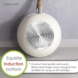 قابلمه برند COOKLOVER|مدل Nonstick Die cast |با درب شیشه ای | نچسب|ضد خش |آلومینیومی | ماهیتابه های سرخ کردنی|11 اینچی | کرم سفید|ارسال 15 الی 20 روزکاری | ایپسند| خرید از آمازون | خرید آسان از امارات و امریکا