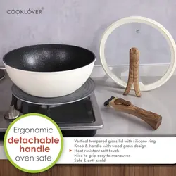 قابلمه برند COOKLOVER|مدل Nonstick Die cast |با درب شیشه ای | نچسب|ضد خش |آلومینیومی | ماهیتابه های سرخ کردنی|11 اینچی | کرم سفید|ارسال 15 الی 20 روزکاری | ایپسند| خرید از آمازون | خرید آسان از امارات و امریکا