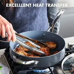 ماهیتابه برند GreenPan|مدل ‎‎‎ CC000671-001|با درب|ظرفیت 4.2 لیتر |4.5QT| ارسال 15 الی 20 روزکاری | ایپسند| خرید از آمازون | خرید آسان از امارات و امریکا