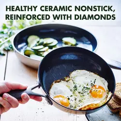 سرویس قابلمه 13 پارچه برند GreenPan|مدل ‎CC002403-001|نقره ای|Venice Pro|ست قابلمه و ماهیتابه|سرامیکی| استیل سه لایه|دسته مشکی مات| بدون PFAS| چند روکش| القایی| قابل شستشو در ماشین ظرفشویی|ارسال 10 الی 20 روز کاری | ایپسند| خرید از آمازون | خرید آسان از امارات و امریکا