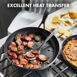 سرویس قابلمه 13 پارچه برند GreenPan|مدل ‎CC002403-001|نقره ای|Venice Pro|ست قابلمه و ماهیتابه|سرامیکی| استیل سه لایه|دسته مشکی مات| بدون PFAS| چند روکش| القایی| قابل شستشو در ماشین ظرفشویی|ارسال 10 الی 20 روز کاری | ایپسند| خرید از آمازون | خرید آسان از امارات و امریکا