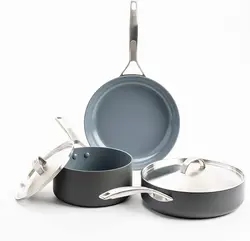 سرویس قابلمه 5 پارچه برند GreenPan|مدل ‎‎CC003867-001|خاکستری | Paris Pro| قابلمه | ماهیتابه |نچسب سرامیکی| آنودایز شده|با درب استیل|ضد زنگ|قابل شستشو در ماشین ظرفشویی|بدون PFAS|ارسال 10 الی 20 روز کاری | ایپسند| خرید از آمازون | خرید آسان از امارات و امریکا