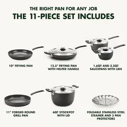سرویس قابلمه 11 پارچه برند GreenPan|مدل ‎CC002120-001| قابلمه | ماهیتابه |سرامیکی|آنادایز شده سخت| بدون PFAS| قابل شستشو در ماشین ظرفشویی|مشکی|ارسال 10 الی 20 روز کاری | ایپسند| خرید از آمازون | خرید آسان از امارات و امریکا