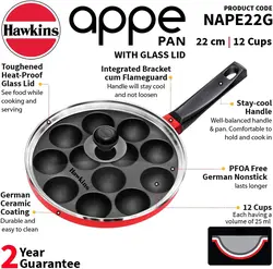ماهیتابه برند Hawkins |مدل NAPE22G|ماهیتابه نچسب با درب شیشه ای|22 سانتی متر|12 کاپ|ارسال 15 الی 20 روزکاری | ایپسند| خرید از آمازون | خرید آسان از امارات و امریکا