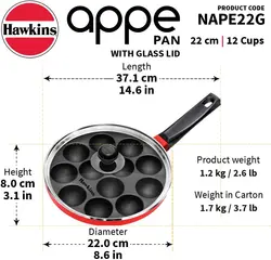 ماهیتابه برند Hawkins |مدل NAPE22G|ماهیتابه نچسب با درب شیشه ای|22 سانتی متر|12 کاپ|ارسال 15 الی 20 روزکاری | ایپسند| خرید از آمازون | خرید آسان از امارات و امریکا
