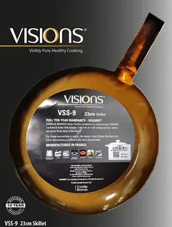 ماهیتابه شیشه ای برند Visions Cookware مدل 3744| Skillet|قهوه ایی|9 اینچی|23 سانتی متر-ارسال 15 الی 20 روزکاری | ایپسند| خرید از آمازون | خرید آسان از امارات و امریکا