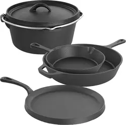 سرویس قابلمه 5 پارچه برند MegaChef مدل ‎Cast Iron|چدنی|مشکی| ارسال 15 الی 20 روز کاری | ایپسند| خرید از آمازون | خرید آسان از امارات و امریکا