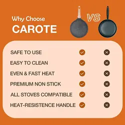 سرویس قابلمه 3 پارچه برند Carote|ست ظروف نچسب|تابه القایی و گازی|ماهیتابه گرانیتی 24 سانتی متری + دوسا تاوا(Dosa Tawa) 28 سانتی متری + 28 سانتی متری کادایی(Kadai)|ارسال 15 الی 20 روزکاری | ایپسند| خرید از آمازون | خرید آسان از امارات و امریکا