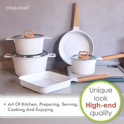 سرویس قابلمه 15 پارچه برند COOKLOVER| قابلمه|ماهیتابه|ضد خش|سفید|نچسب| بدون PFOA|ارسال 10 الی 20 روز کاری | ایپسند| خرید از آمازون | خرید آسان از امارات و امریکا