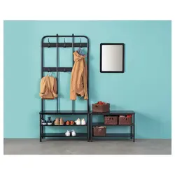 استند لباس و جا کفشی برند IKEA مدل PINNIG | مشکی|با نیمکت-ارسال15 الی 20 روز کاری | ایپسند| خرید از آمازون | خرید آسان از امارات و امریکا