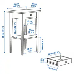 میز پاتختی برند IKEA مدل HEMNES | سفید | 35*46 سانتی متر-ارسال15 الی 20 روز کاری | ایپسند| خرید از آمازون | خرید آسان از امارات و امریکا