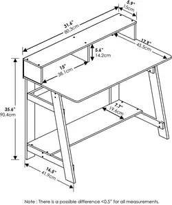 میز کامپیوتر Furinno 14054BK، GYW Simplistic A Frame، مشکی،خاکستری بلوط فرانسوی-ارسال 15 الی 20 روزکاری | ایپسند| خرید از آمازون | خرید آسان از امارات و امریکا