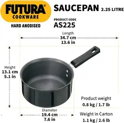 ماهیتابه برند Hawkins |مدل HWS_L90_BLK| آنادایز سخت| بدون درب|ضخامت 3.25 میلی متر| 2.25 لیتر| مشکی|Futura|زمان تحویل 2 تا 3 هفته کاری | ایپسند| خرید از آمازون | خرید آسان از امارات و امریکا