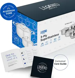 سرویس قابلمه 12 پارچه برند Legend|ست ظروف استیل 3 لایه|ست های طبخ تابه|قابلمه|ماهیتابه|روکش حرفه ای با کیفیت|بدون PFOA، PTFE و PFOS|زمان تحویل 3 تا 4 هفته کاری | ایپسند| خرید از آمازون | خرید آسان از امارات و امریکا