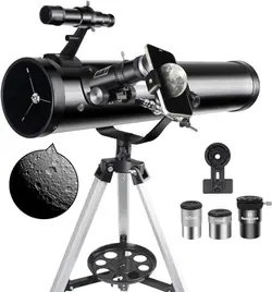 Telescope, 76mm Aperture 700mm Focal Length Astronomy Reflector Telescopes for Beginners Adults Kids with K Eyepieces, Adjustable Tripod, Smartphone Adapter