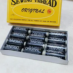 قرقره نخ معمولی مشکی بسته 12 عددی - بازرگانی رحیمی