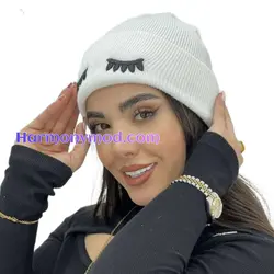 کلاه بافت زنانه طرح مژه