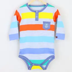 بادی آستین بلند طرح راه راه برگ سبز