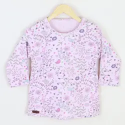 بلوز آستین بلند طرح پرنده و گل