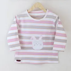 بلوز آستین بلند طرح راه راه خرگوش