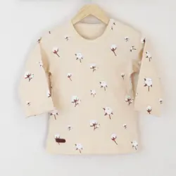 بلوز آستین بلند طرح گل پنبه tik tak