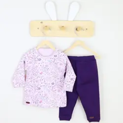 بلوز آستین بلند و شلوار طرح پرنده گل