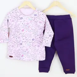 بلوز آستین بلند و شلوار طرح پرنده گل