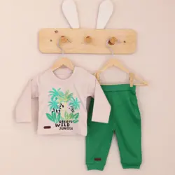 بلوز آستین بلند و شلوار طرح خرس پاندا