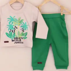 بلوز آستین بلند و شلوار طرح خرس پاندا