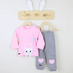 بلوز آستین بلند و شلوار طرح خرگوش تیکه دوزی