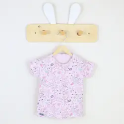 بلوز آستین کوتاه طرح پرنده و گل