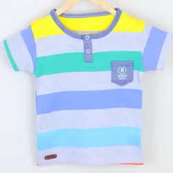 بلوز آستین کوتاه طرح راه راه برگ سبز